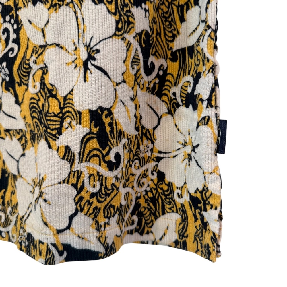 Ocean Pacific OP Med Floral Textured Cotton Button Shirt Yellow VTG Loop Collar - Picture 4 of 11